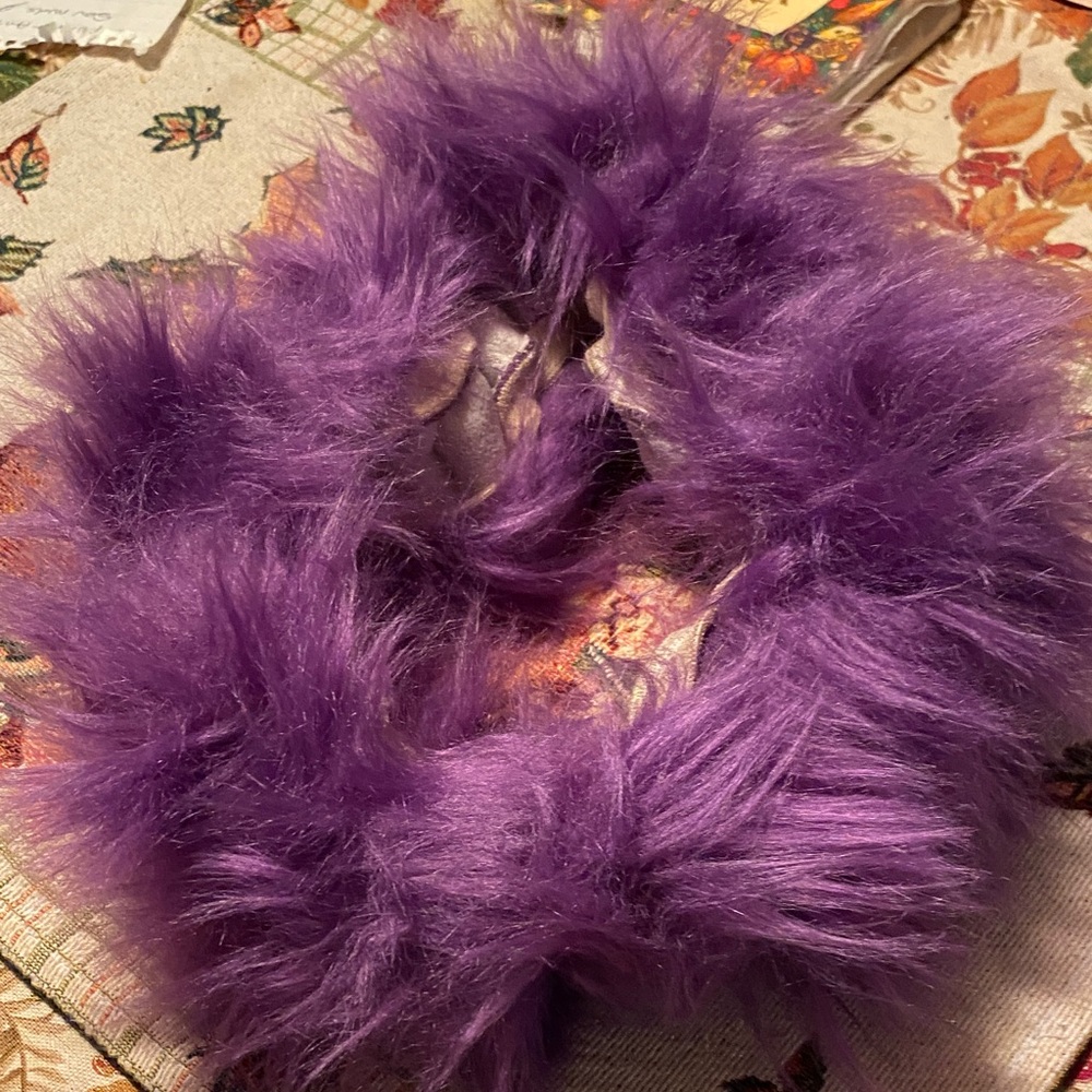 Furry purple steering wheel cover